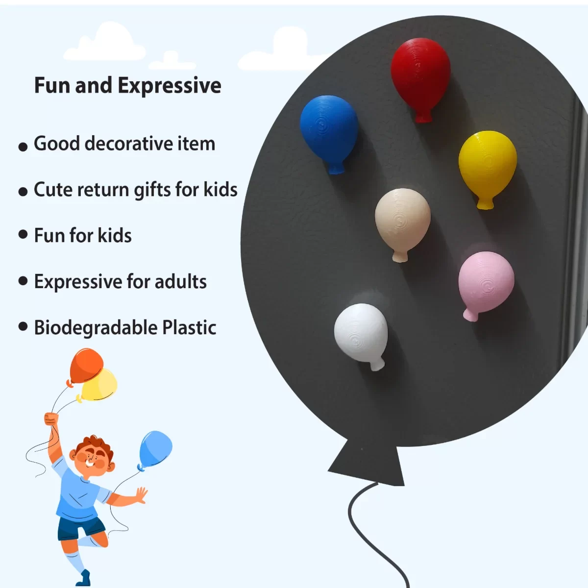 Colourful Balloon Magnets for Refrigerator Office Cabinets Whiteboards Photo, Set of 6 image 2