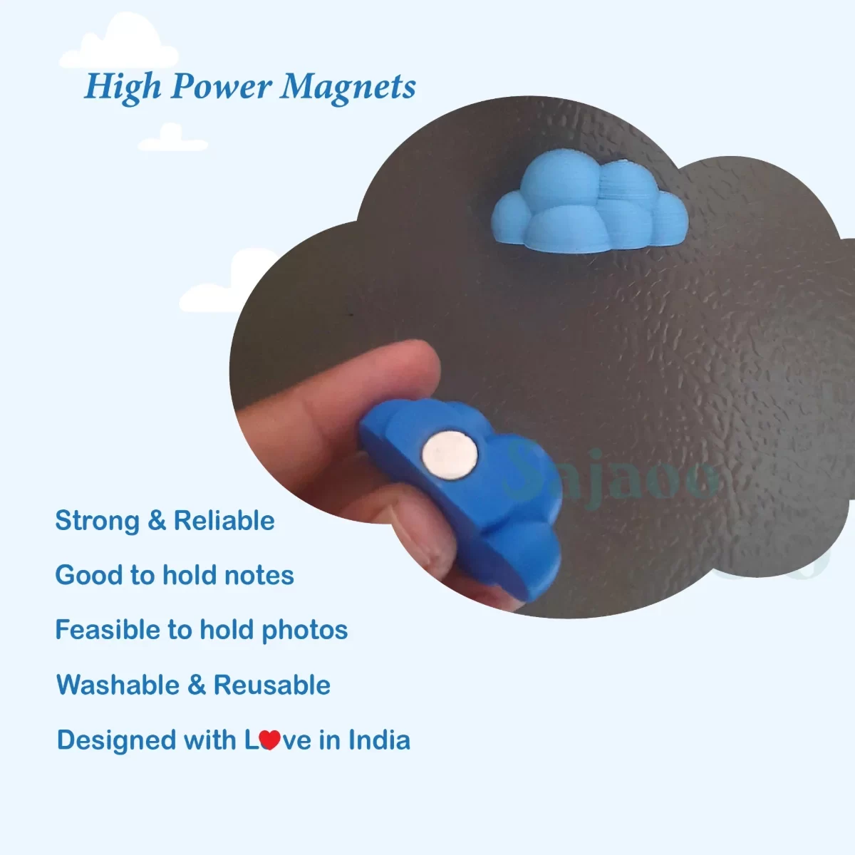 Beautiful Cloud Magnets for Refrigerator Office Cabinets Whiteboards Photo, Set of 3 image 2