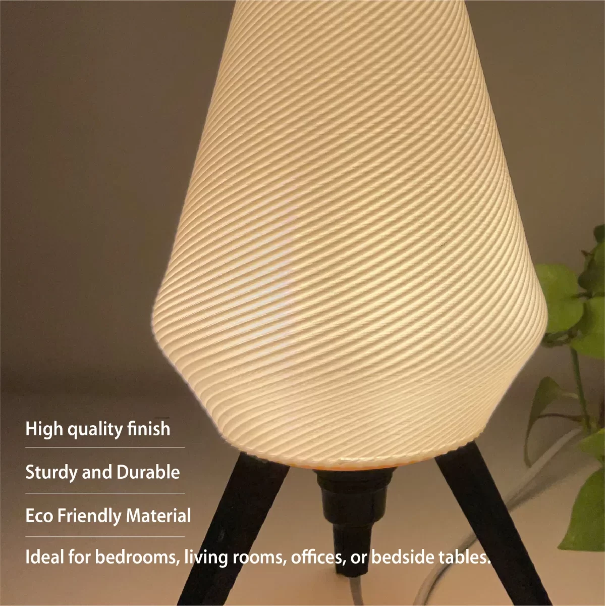 Modern Table Lamp – Warm Ambient Light, E27 Bulb Compatible, Unique Minimalist Design – Home & Office Décor, Bedside Night Lamp, Gift for Living Room & Bedroom image 2