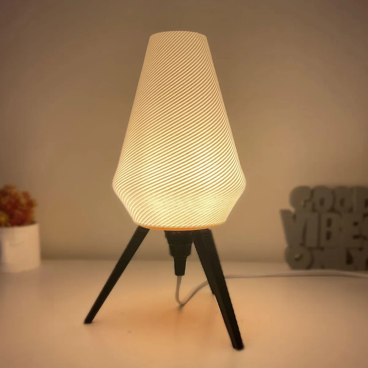 Modern Table Lamp – Warm Ambient Light, E27 Bulb Compatible, Unique Minimalist Design – Home & Office Décor, Bedside Night Lamp, Gift for Living Room & Bedroom image 5