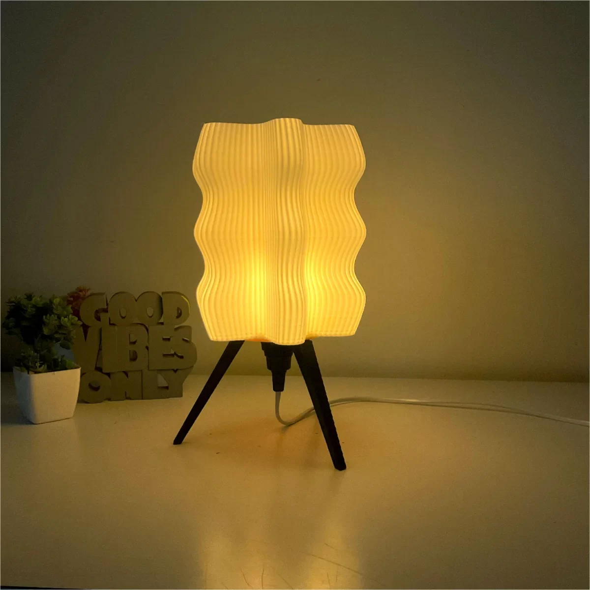 Modern Ripple Table Lamp | Stylish Bedside & Desk Lamp with E27 Bulb Holder | Warm Ambient Light for Bedroom, Living Room & Office | Elegant Home Decor Accent