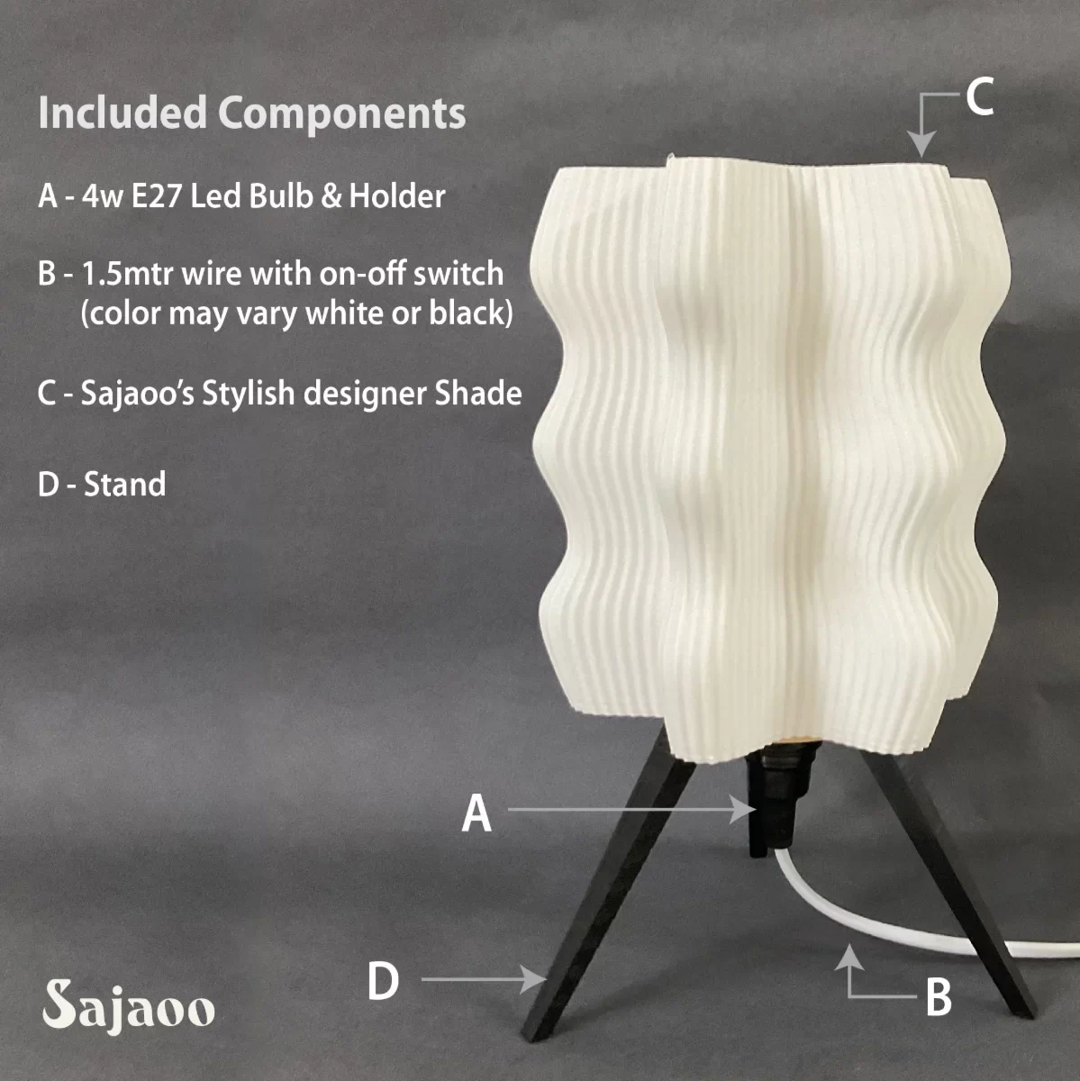 Modern Ripple Table Lamp | Stylish Bedside & Desk Lamp with E27 Bulb Holder | Warm Ambient Light for Bedroom, Living Room & Office | Elegant Home Decor Accent image 3