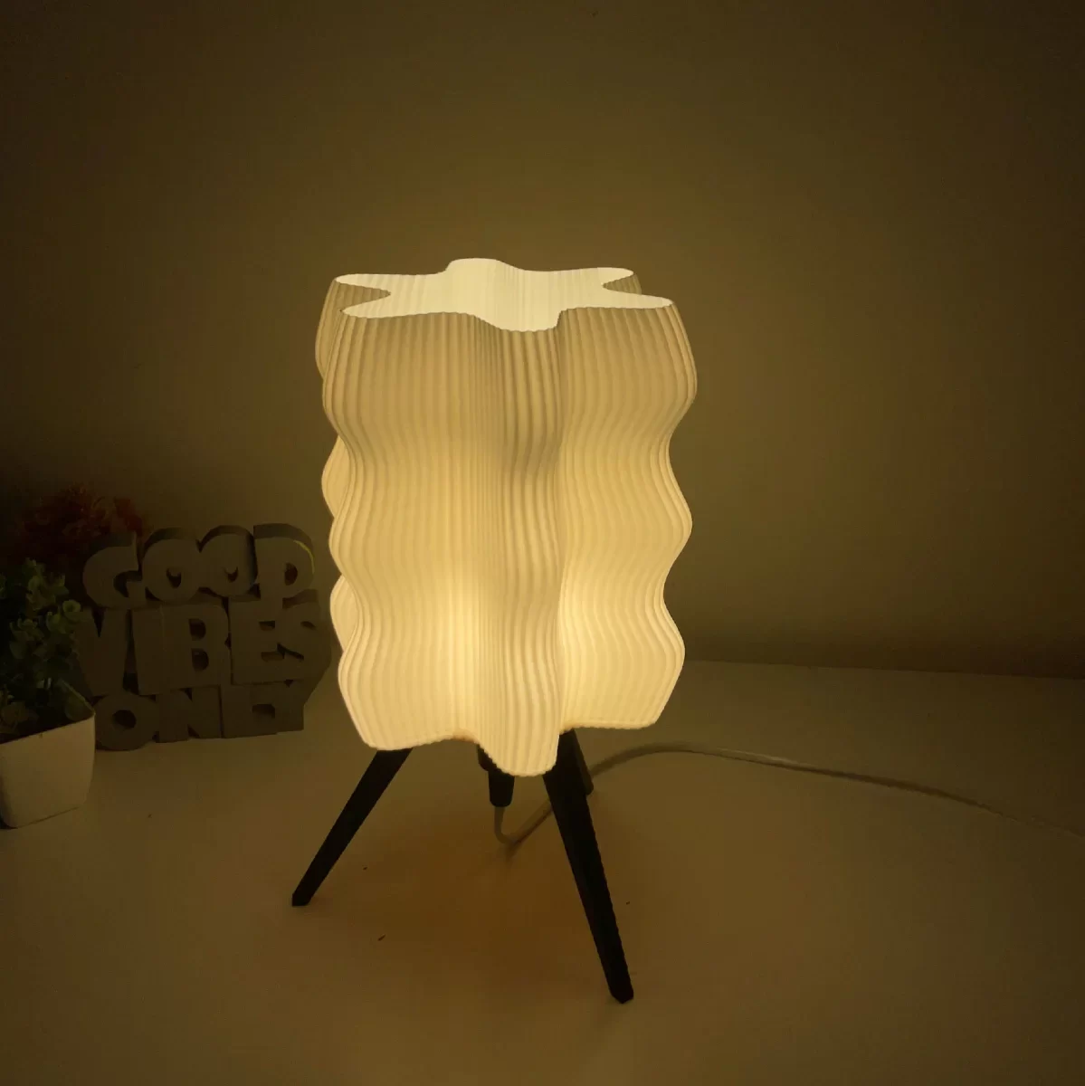 Modern Ripple Table Lamp | Stylish Bedside & Desk Lamp with E27 Bulb Holder | Warm Ambient Light for Bedroom, Living Room & Office | Elegant Home Decor Accent image 5
