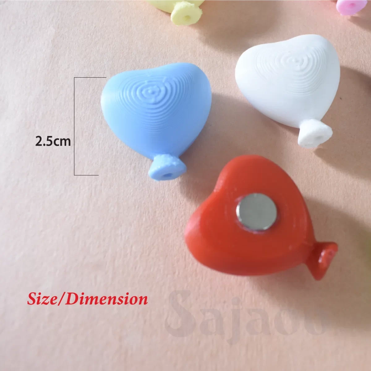Colourful Heart shape Magnets for Refrigerator Office Cabinets Whiteboards Photo, Set of 6 image 3