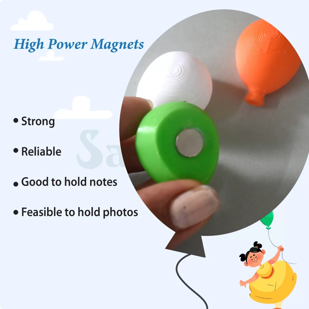 Indian Tricolor Balloon Fridge Magnet Set | Independence Day Decorative Refrigerator Magnets | Set of 3" image 2