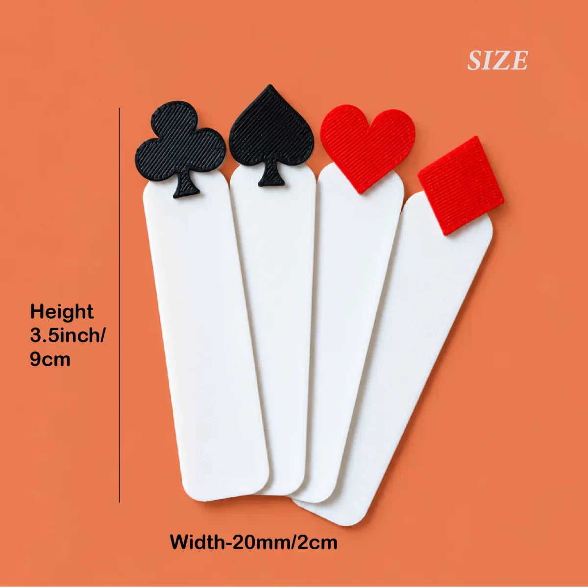 Playing Card Suit Bookmarks Set of 4 – Spade, Heart, Diamond & Club | White Decorative Bookmarks for Books, Readers, Students & Card Game Lovers image 3