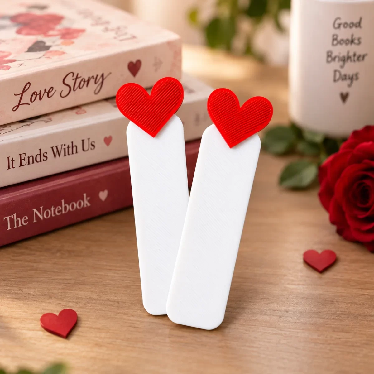 Love Heart Bookmark Set of 2 – Red Heart Bookmark for Books image 2