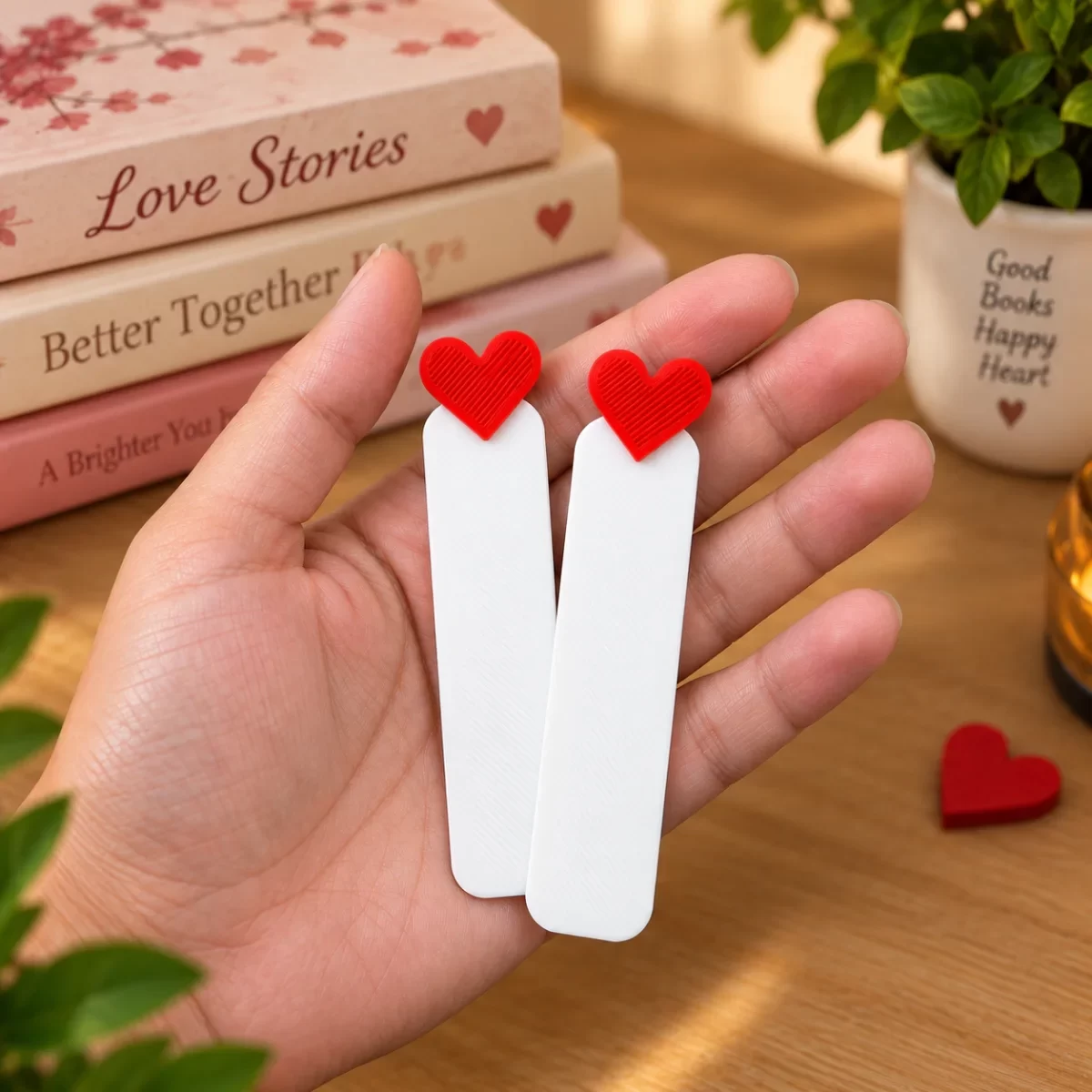 Love Heart Bookmark Set of 2 – Red Heart Bookmark for Books image 3