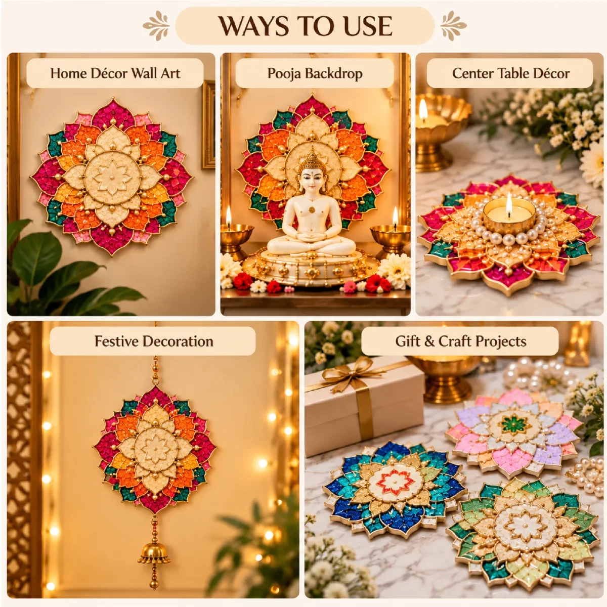 DIY Rangoli Lotus Design Plate-1 image 4
