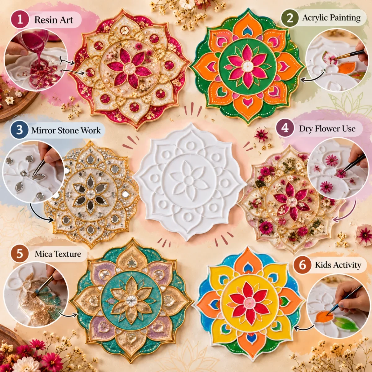 DIY Rangoli kamal Design Plate 2 image 2