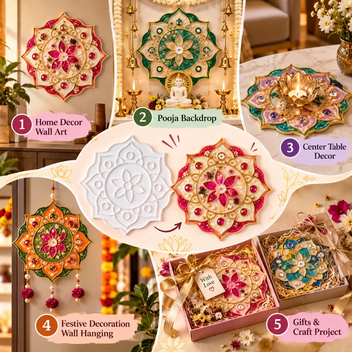 DIY Rangoli kamal Design Plate 2 image 4