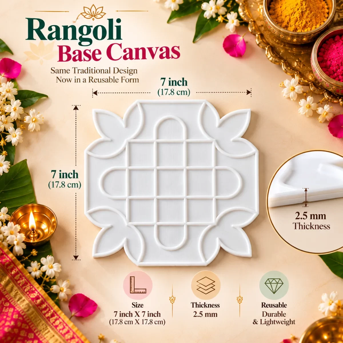 DIY Kolam Rangoli  design Plate image 4