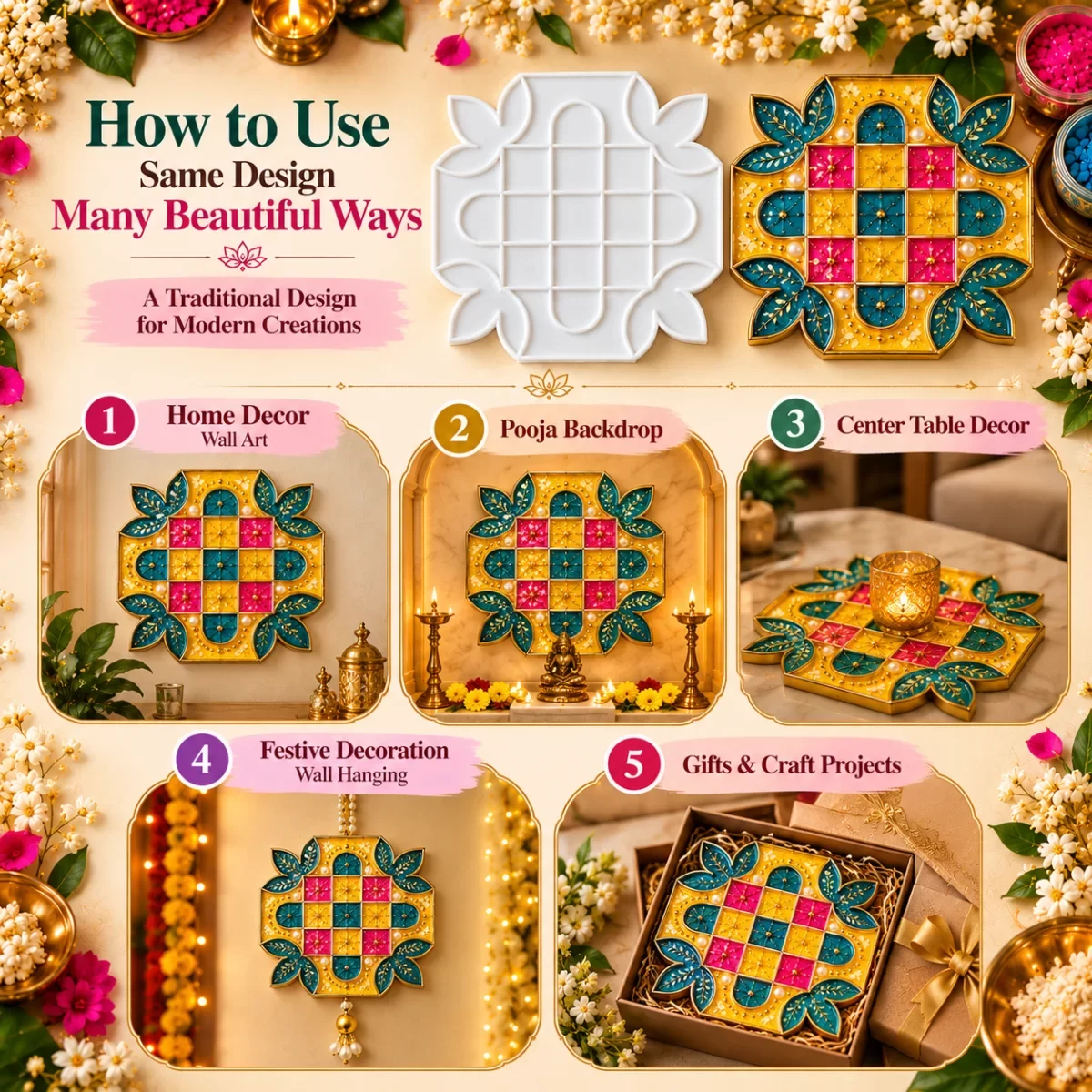 DIY Kolam Rangoli  design Plate image 5