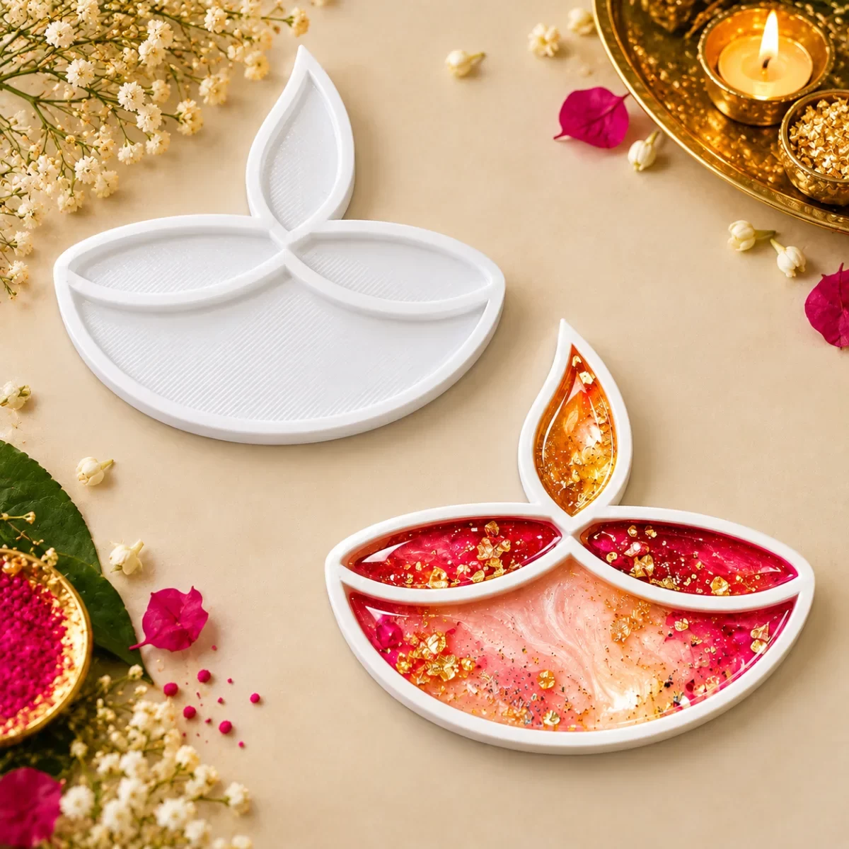 Diya Rangoli  design Plate set of 2 image 2