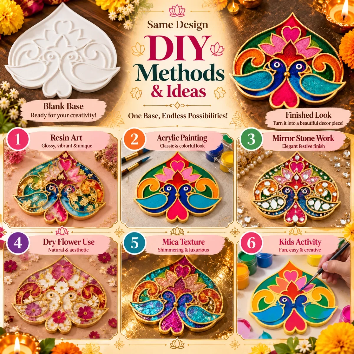 Royal Peacock Rangoli Plate set of 2 image 2