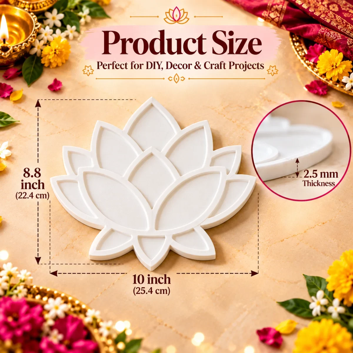Elegant Lotus Rangoli Plate image 3