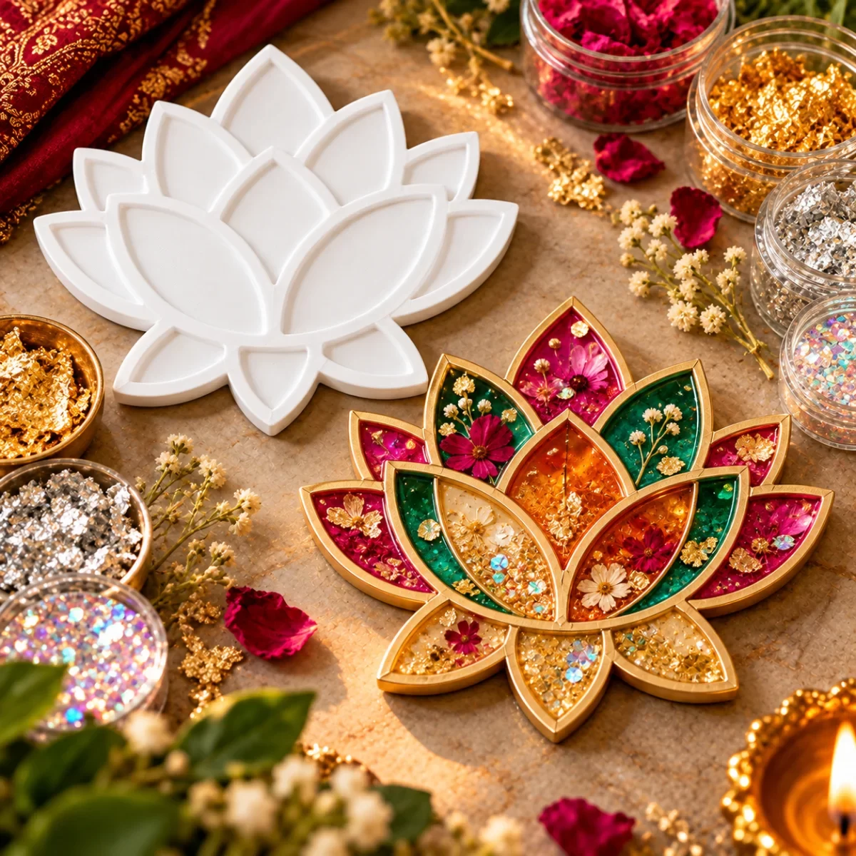 Elegant Lotus Rangoli Plate image 4