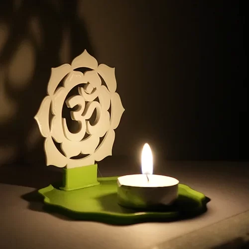 Om Shadow Illusion Diya Lamp image 3