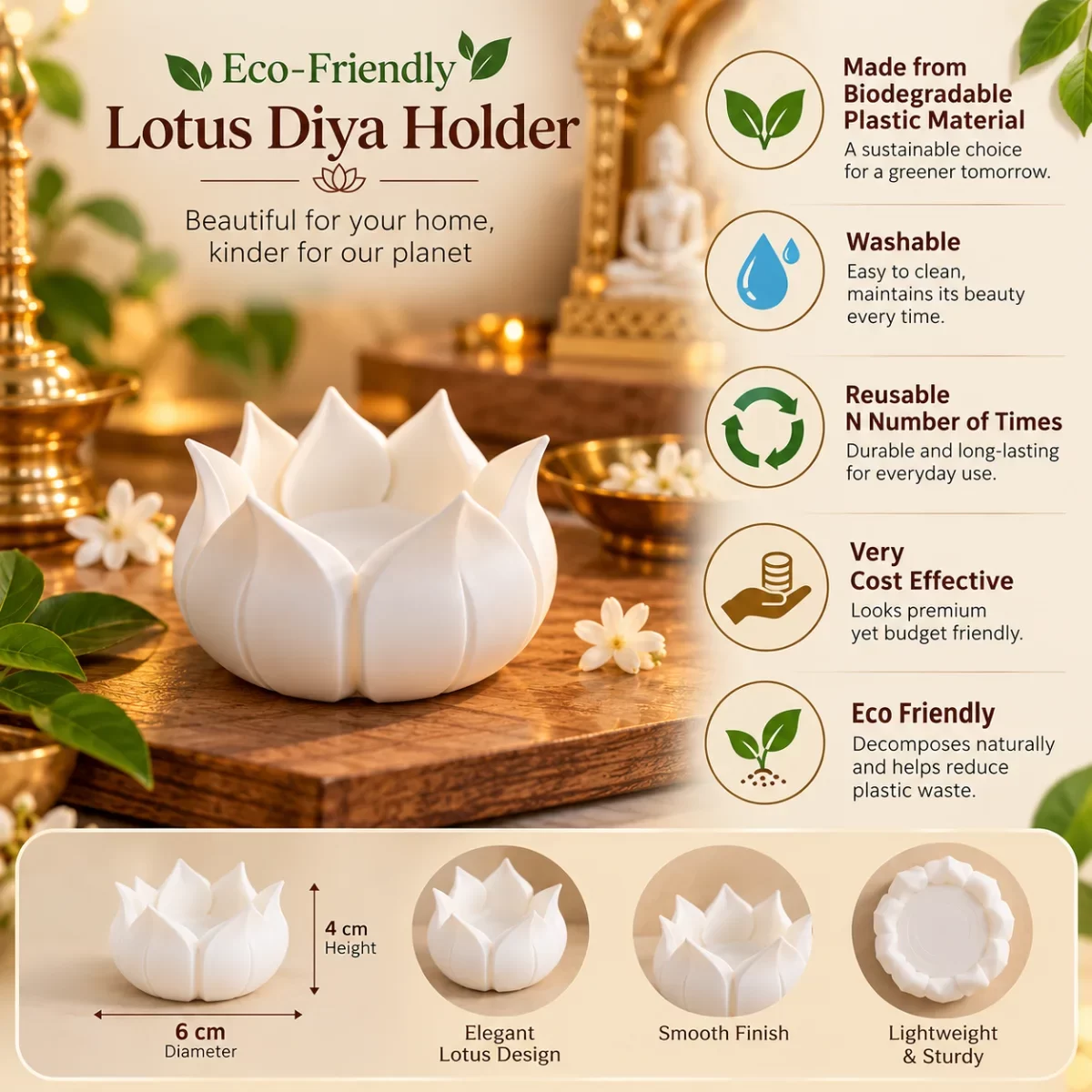 Lotus LED Diya Holder image 2