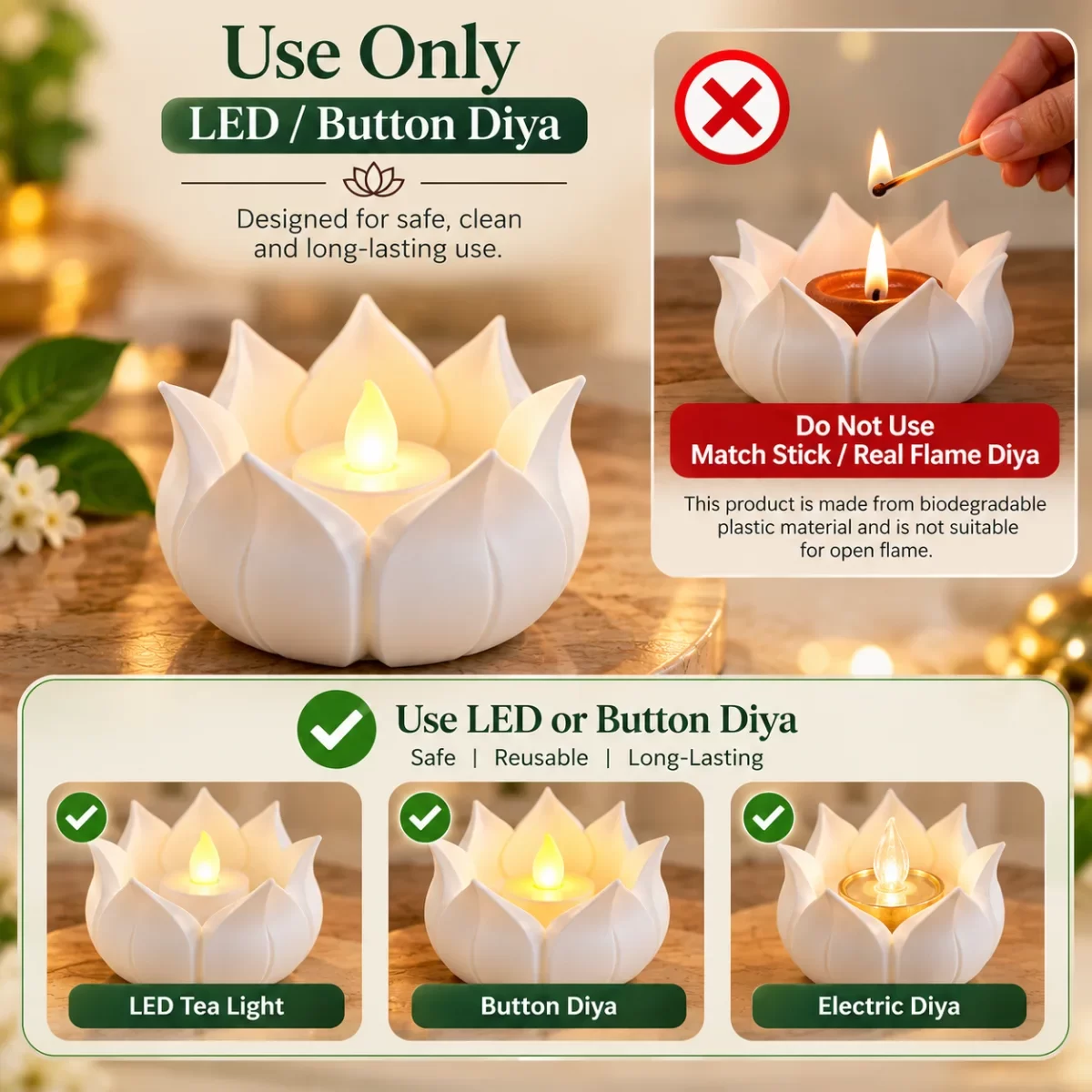 Lotus LED Diya Holder image 5