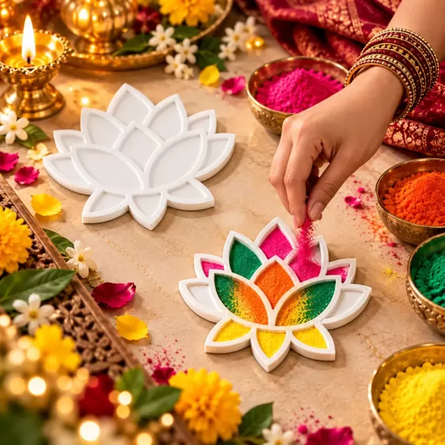 Elegant Lotus Rangoli Plate