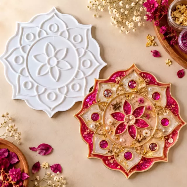 DIY Rangoli kamal Design Plate 2