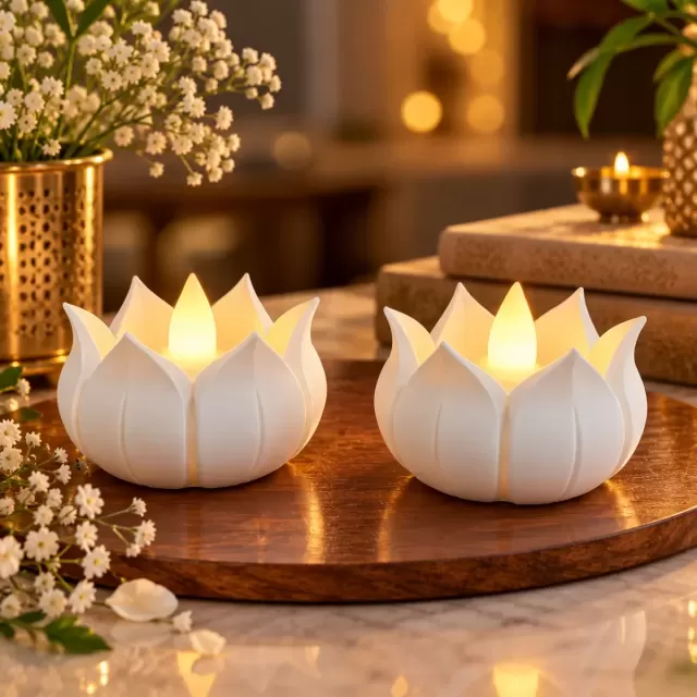 Lotus LED Diya Holder