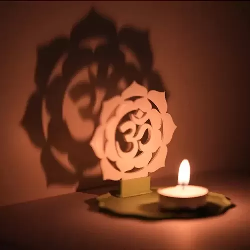 Om Shadow Illusion Diya Lamp