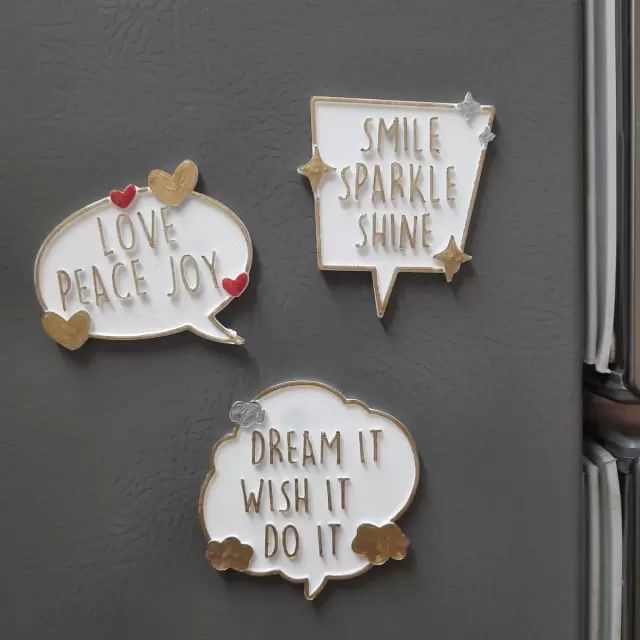 Inspirational colored Bubble Quote Fridge Magnets (Set of 3) | Motivational Speech Bubble Magnets for Refrigerator, Office, Locker & Home Decor | Positive Daily Affirmation Magnets